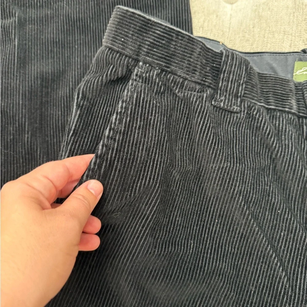 EDDIE BAUER Men's Dark Black 100% Cotton Corduroy Pants Soft Textured Retro 34